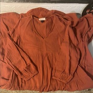 Universal Thread Rust Long Sleeve Relaxed/Tier Maxi Dress